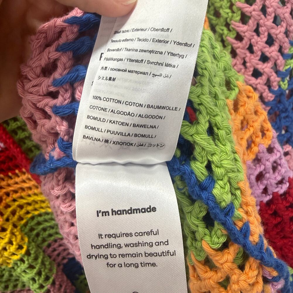 FARM Rio Rainbow Crochet Cardigan Size M Loose Knit Oversized - Picture 8 of 8